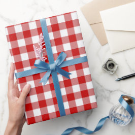 赤と白のギンガムチェック ラッピングペーパー