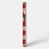 赤と白のギンガムパターン電槽 iPhoneケース (左側面)