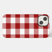 赤と白のギンガムパターン電槽 iPhoneケース (裏面横)