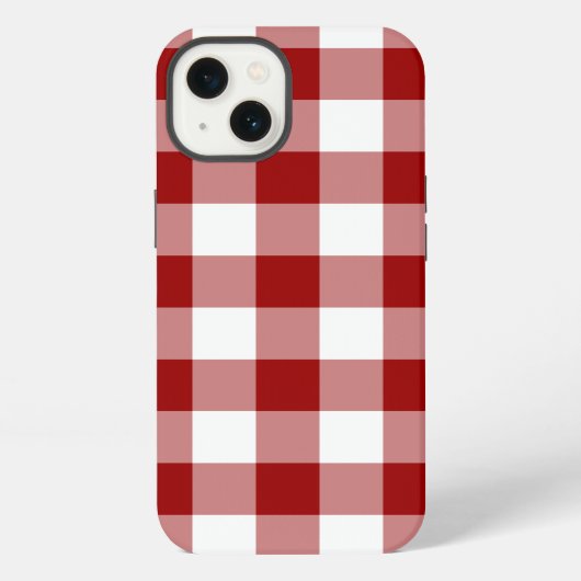 赤と白のギンガムパターン電槽 iPhoneケース (裏面)