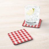 赤と白のギンガムパターン コースター (右側)