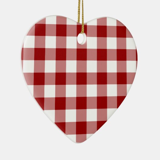 赤と白のギンガムパターン セラミックオーナメント (右)