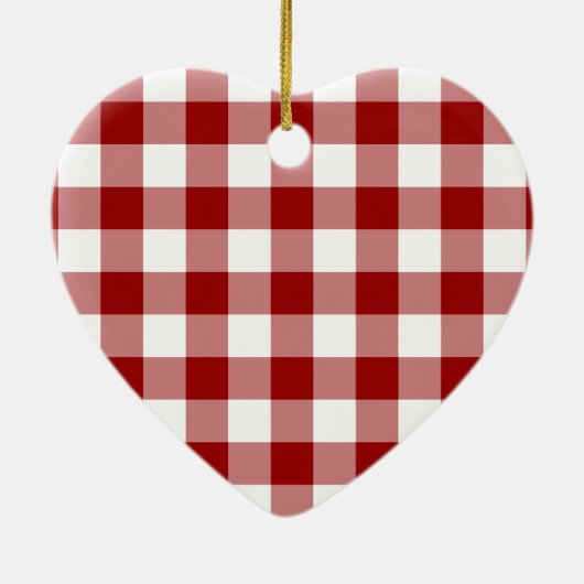 赤と白のギンガムパターン セラミックオーナメント (裏面)