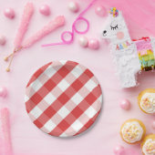 赤と白のギンガムパターン ペーパープレート (パーティー)