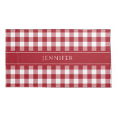 赤と白のギンガムファームハウスパターン名ピロー 枕カバー (裏面)