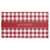 赤と白のギンガムファームハウスパターン名ピロー 枕カバー (正面)