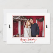 赤と白のギンガムフランネル写真クリスマスツリー シーズンカード (正面)