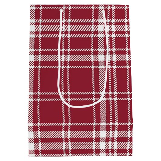 赤と白のギンガムプレイドファームハウスクリスマス ミディアムペーパーバッグ (裏面)