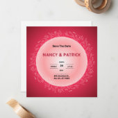 赤と白のクラシック招待状 ノートカード (正面/裏面インサイチュ)