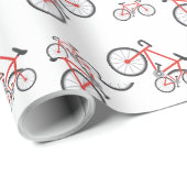 赤と白のクラシック自転車パターン クリスマス ラッピングペーパー (ロールコーナー)