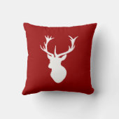 赤と白のクリスマスのシカの雄鹿の頭部 クッション (裏面)