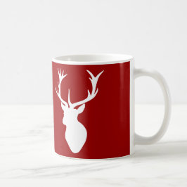 赤と白のクリスマスのシカの雄鹿の頭部 コーヒーマグカップ