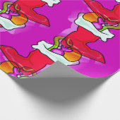 赤と白のクリスマスのストッキング数々の色のギフト ラッピングペーパー (角)