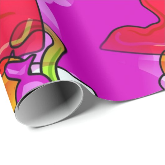 赤と白のクリスマスのストッキング数々の色のギフト ラッピングペーパー (ロールコーナー)