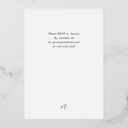 赤と白のクリスマスまたは休日のフローラパーティー 箔招待状 (裏面)