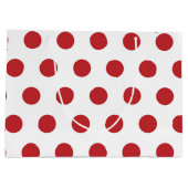 赤と白のクリスマスをテーマにした水玉模様パターン ラージペーパーバッグ (裏面)