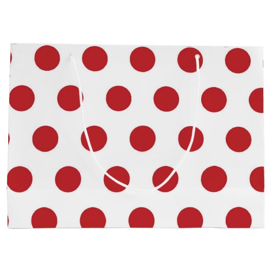 赤と白のクリスマスをテーマにした水玉模様パターン ラージペーパーバッグ (裏面)