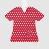 赤と白のクリスマスキャンディドレパーソナライズされたス オーナメント (裏面)