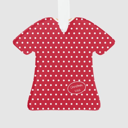 赤と白のクリスマスキャンディドレパーソナライズされたス オーナメント (裏面)