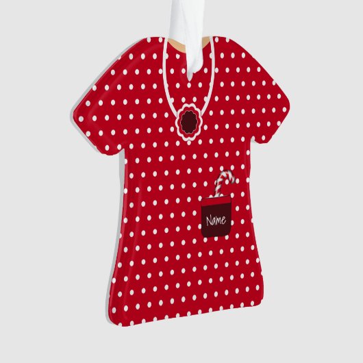 赤と白のクリスマスキャンディドレパーソナライズされたス オーナメント (正面)