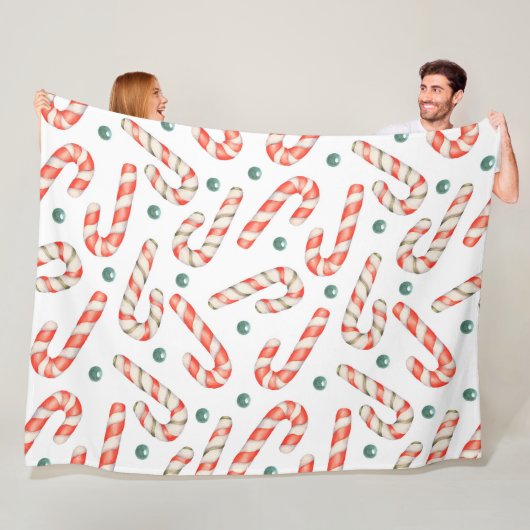 赤と白のクリスマスキャンディ フリースブランケット (インサイチュ)