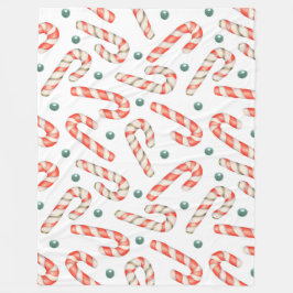 赤と白のクリスマスキャンディ フリースブランケット