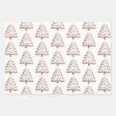赤と白のクリスマスツリーのクッキー ラッピングペーパーシート (正面)