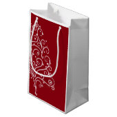 赤と白のクリスマスツリーの幸せな休日 スモールペーパーバッグ (裏面アングル)