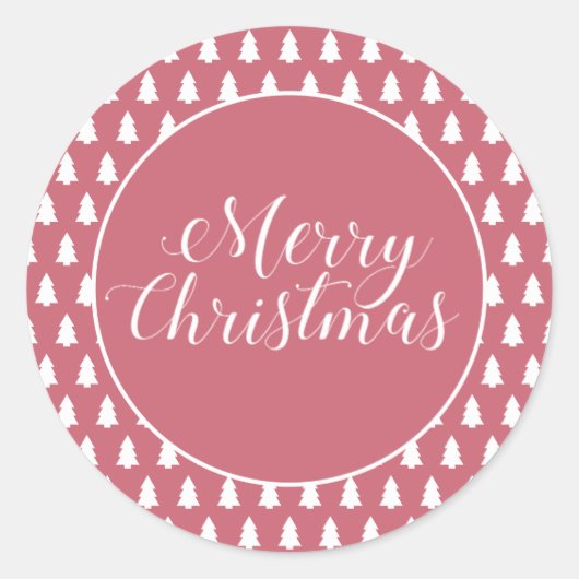 赤と白のクリスマスツリー柄 ラウンドシール (正面)