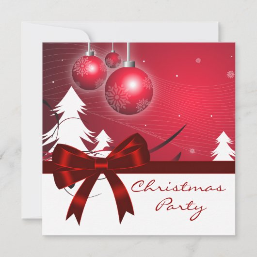 赤と白のクリスマスツリー 赤白のクリスマスパーティー 招待状 (正面)