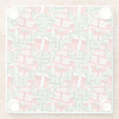 赤と白のクリスマスプレゼントを持つ緑 ガラスコースター (裏面)