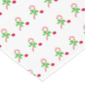 赤と白のクリスマスボールが付いたキャンディーケーン ショートテーブルランナー (コーナー)