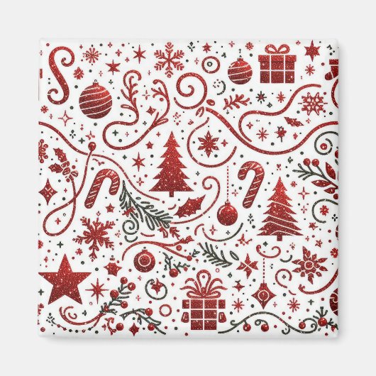  赤と白のクリスマスマグネット マグネット (正面)