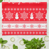 赤と白のクリスマス キッチンタオル (折り畳み)