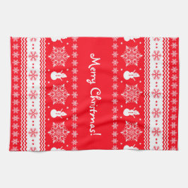 赤と白のクリスマス キッチンタオル