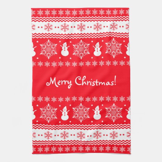 赤と白のクリスマス キッチンタオル (縦)