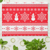 赤と白のクリスマス キッチンタオル (折り畳み)