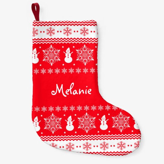 赤と白のクリスマス スモールクリスマスストッキング (正面)