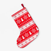 赤と白のクリスマス スモールクリスマスストッキング (裏面 (吊り時))