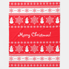 赤と白のクリスマス フリースブランケット