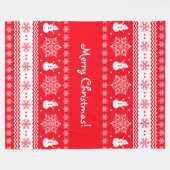 赤と白のクリスマス フリースブランケット (正面(横))