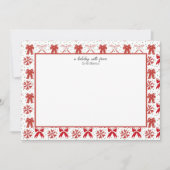 赤と白のクリスマス リボン ノートカード (正面)