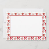 赤と白のクリスマス リボン ノートカード (裏面)