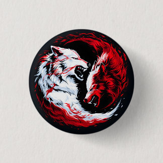 赤と白のコズミックウルフウォリアー 缶バッジ