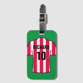 赤と白のサッカーシャストライプツ ラゲッジタグ
