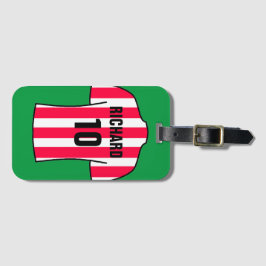 赤と白のサッカーシャストライプツ ラゲッジタグ