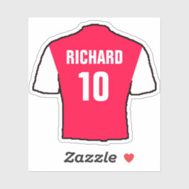 赤と白のサッカーシャツデザイン。 シール