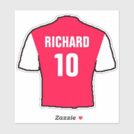 赤と白のサッカーシャツデザイン。 シール