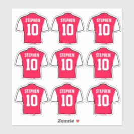 赤と白のサッカーシャツ シール