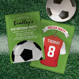 赤と白のサッカー 誕生日パーティー招待状 招待状
